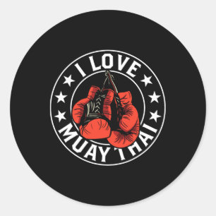 Ich liebe Muay Thai Kampfsport Boxen Fighter Hobby Runder Aufkleber