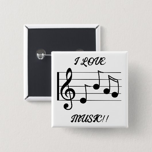 Ich LIEBE MUSIK! Button (Vorne & Hinten)