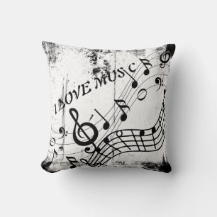 Ich liebe Musik Musiknoten Kunst Grunge Vintage Kissen
