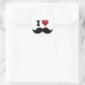 Ich Liebe Mustache Mustache Quadratischer Aufkleber (Tasche)