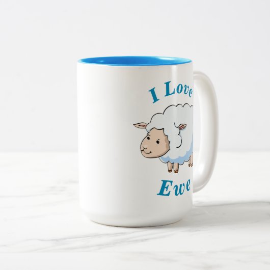 "Ich Liebe-Mutterschaf-" niedliches kleines Zweifarbige Tasse (VorderseiteRechts)
