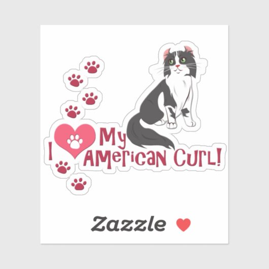 Ich Liebe My American Curl! Aufkleber (Blatt)