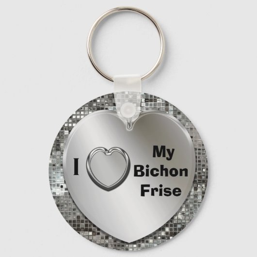 Ich Liebe My Bichon Frise Keychain Schlüsselanhänger (Vorderseite)