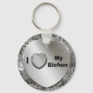 Ich Liebe My Bichon Heart Keychain Schlüsselanhänger