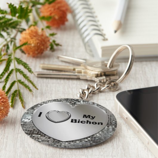 Ich Liebe My Bichon Heart Keychain Schlüsselanhänger (Seite)