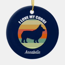 Ich Liebe My Corgi Sunset Personalisiert Weihnacht Keramik Ornament