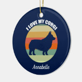 Ich Liebe My Corgi Sunset Personalisiert Weihnacht Keramik Ornament (Links)