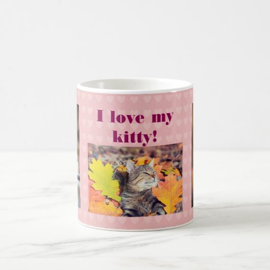 Ich Liebe My Kitty Custom Cat Fotos Herz Kaffeetasse (Mittel)