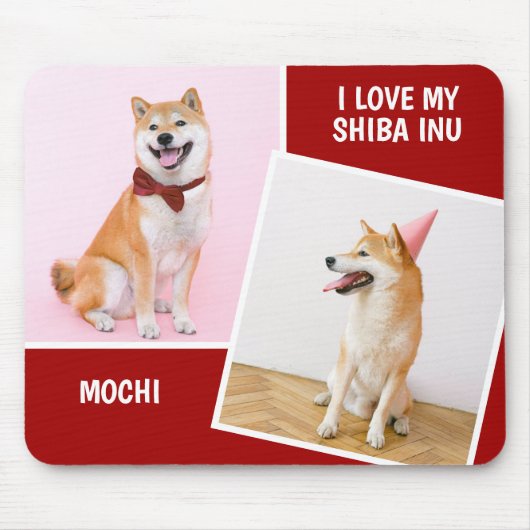 Ich Liebe My Shiba in zwei Fotos Mousepad (Vorne)