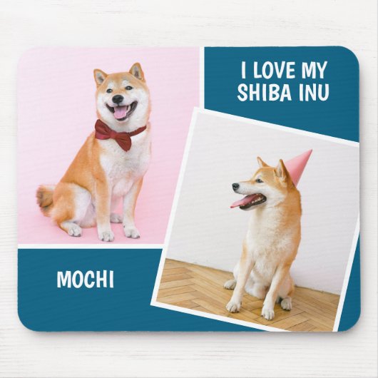 Ich Liebe My Shiba in zwei Fotos Mousepad (Vorne)