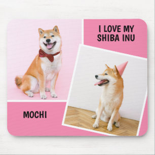 Ich Liebe My Shiba in zwei Fotos Mousepad