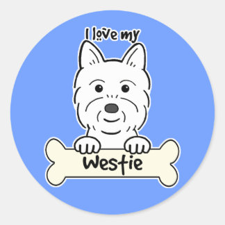 Ich Liebe My Westie Runder Aufkleber