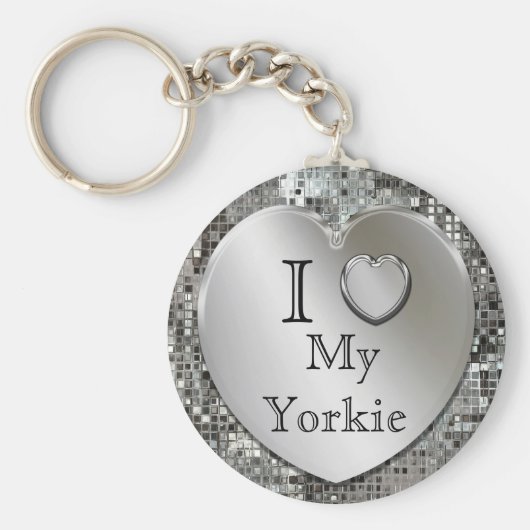 Ich Liebe My Yorkie Heart Keychain Schlüsselanhänger (Vorne)