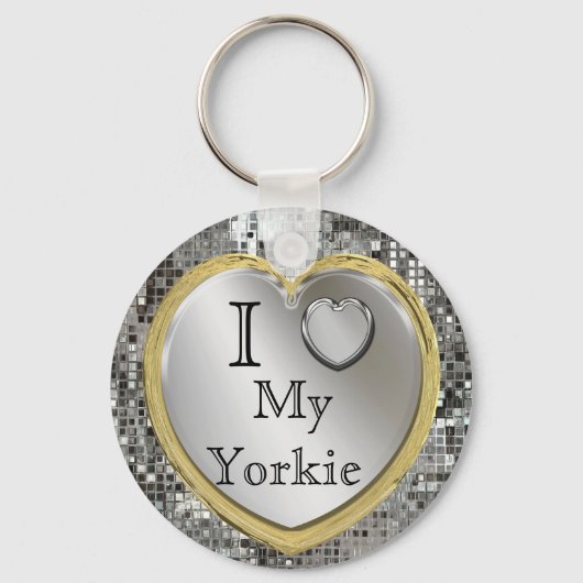 Ich Liebe My Yorkie Heart Keychain Schlüsselanhänger (Vorderseite)