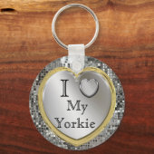 Ich Liebe My Yorkie Heart Keychain Schlüsselanhänger (Vorderseite)