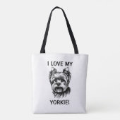 Ich Liebe My Yorkie mit Yorkie Sketch Tasche (Rückseite)