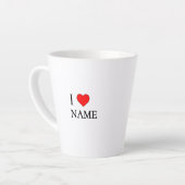 Ich liebe Name (anpassbar) Milchtasse (Linke Ecke)