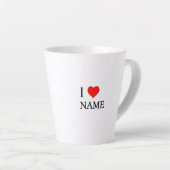 Ich liebe Name (anpassbar) Milchtasse (Rechte Ecke)
