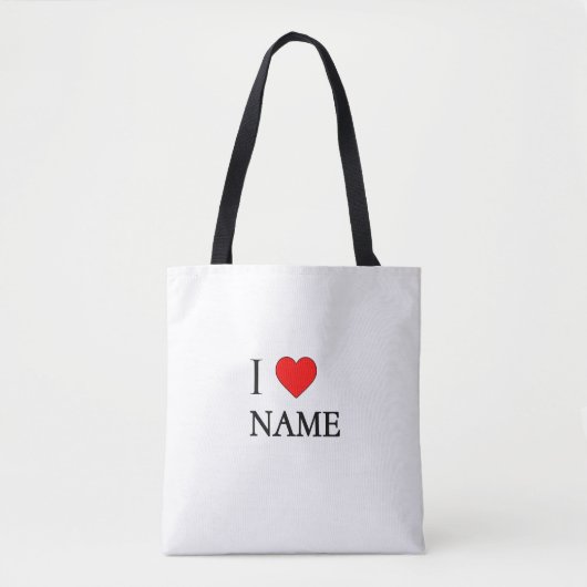 Ich liebe Name (anpassbar) Tasche (Vorderseite)