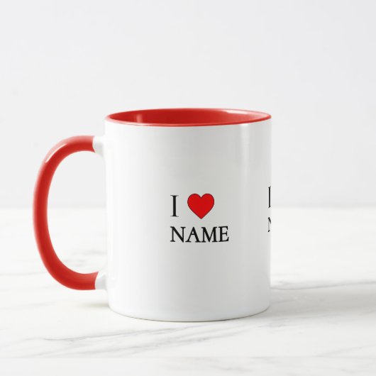 Ich liebe Name (anpassbar) Tasse (Links)