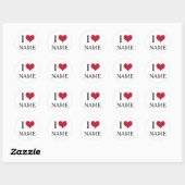 Ich liebe Name Runder Aufkleber (Blatt)