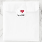Ich liebe Name Runder Aufkleber (Tasche)