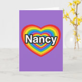 Ich Liebe Nancy. Ich Liebe dir Nancy. Herz Karte (Gelbe Blume)