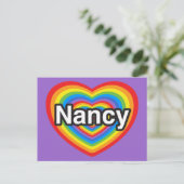 Ich Liebe Nancy. Ich Liebe dir Nancy. Herz Postkarte (Stehend Vorderseite)