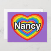Ich Liebe Nancy. Ich Liebe dir Nancy. Herz Postkarte (Vorne/Hinten)