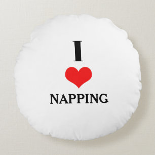 Ich liebe Napping Red Heart Valentinstag Geschenk Rundes Kissen