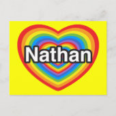 Ich Liebe Nathan. Ich Liebe dich Nathan. Herz Postkarte (Vorderseite)