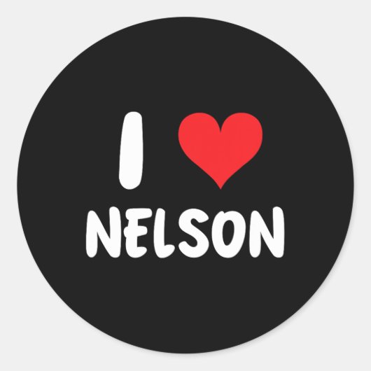 Ich liebe Nelson - Herz - Name  Runder Aufkleber (Vorderseite)
