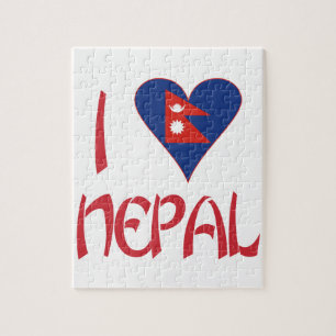 Ich liebe (Nepalesische Herzflagge) Nepal Puzzle