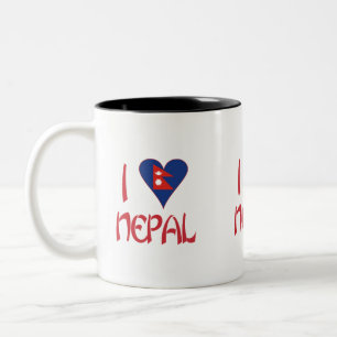 Ich liebe (Nepalesische Herzflagge) Nepal Zweifarbige Tasse
