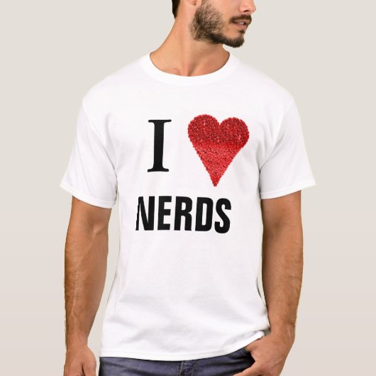 Ich Liebe Nerd Rotes Herz Form T - Shirt (Vorderseite)