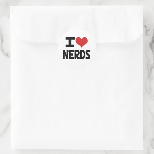 Ich liebe Nerds Runder Aufkleber (Tasche)