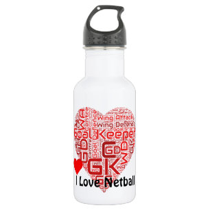 Ich liebe Netball-Wortkunst-Design Edelstahlflasche