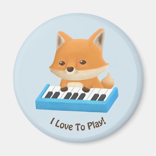 Ich Liebe, Niedlich Fox auf Piano Kids Magnet zu s (Vorne)