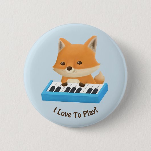 Ich Liebe, Niedlichen Fox auf Klavier Kids Button (Vorderseite)