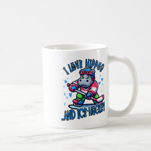 Ich liebe Nilpferde und Eishockey Lustiges Eishock Kaffeetasse