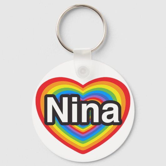 Ich Liebe Nina. Ich Liebe dich Nina. Herz Schlüsselanhänger (Vorderseite)