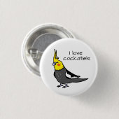Ich liebe normale graue Nymphensittiche Button (Vorne & Hinten)