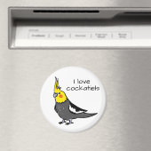 Ich liebe normale graue Nymphensittiche Magnet (In Situ (Geschirrspüler))