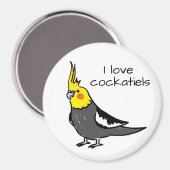 Ich liebe normale graue Nymphensittiche Magnet (Vorderseite/Rückseite)