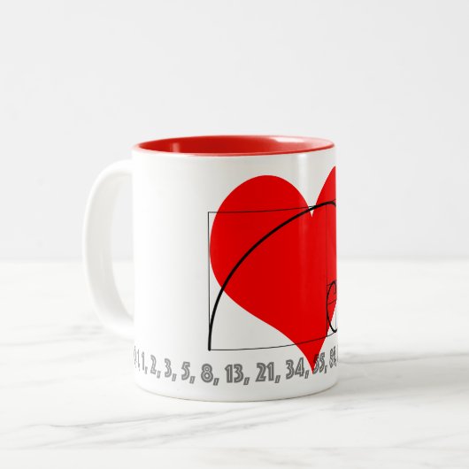 Ich Liebe Null, Eins und Fibonacci Tasse (Vorderseite Links)