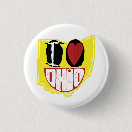 Ich Liebe Ohio lächelnd glückliches Gesicht Button (Vorderseite)