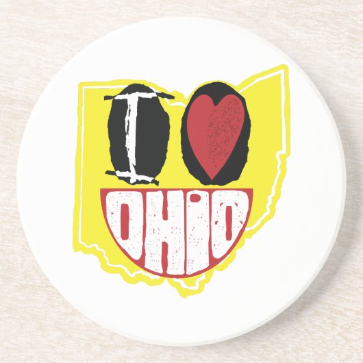 Ich Liebe Ohio lächelnd glückliches Gesicht Getränkeuntersetzer (Vorne)