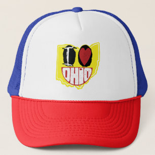 Ich Liebe Ohio lächelnd glückliches Gesicht Truckerkappe