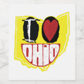 Ich Liebe Ohio lächelnd glückliches Gesicht Weinetikett (Einzelnes Label)