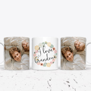 Ich liebe Oma Personalisierter Fotobecher Zweifarbige Tasse